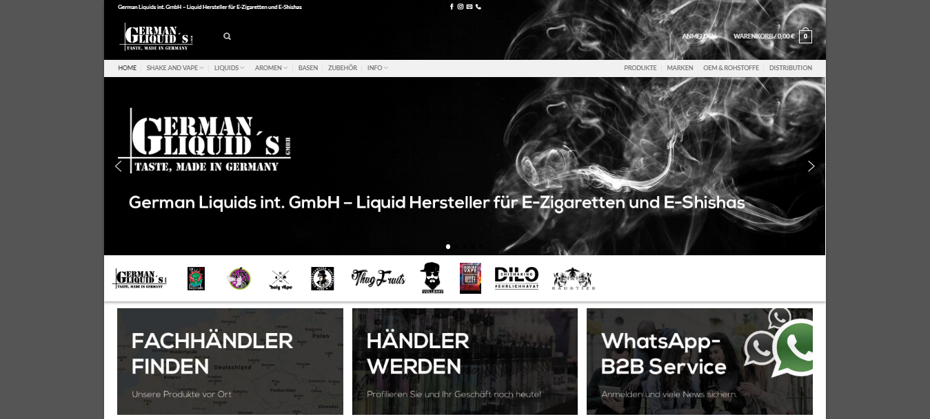German Liquids Liquid Hersteller Distributor Groß und Einzelhandelspartner